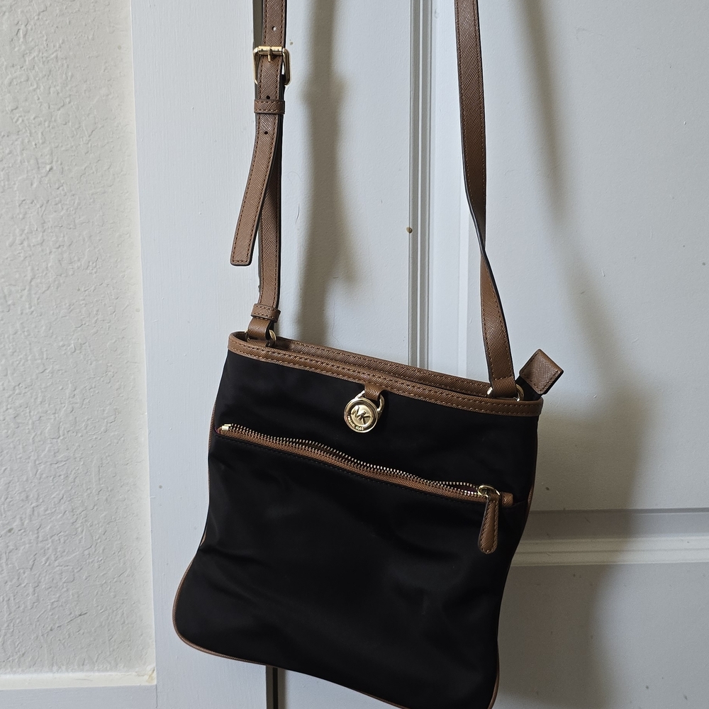 Elegant Black and Brown Crossbody Bag